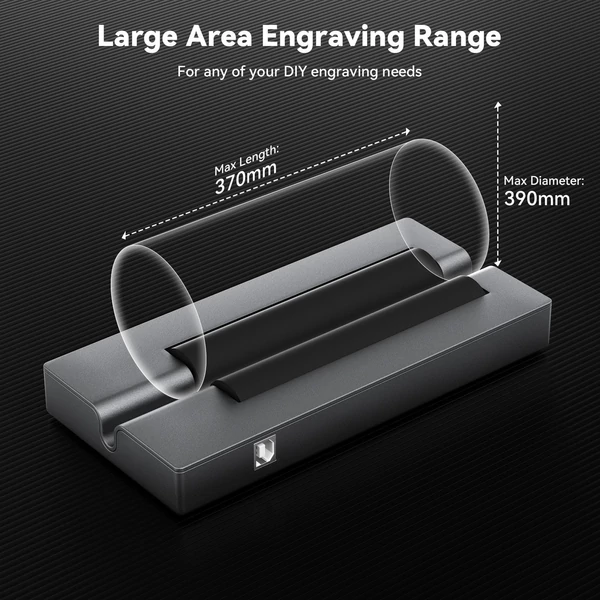 WAINLUX forgógörgő 390 mm-es tárgyak gravírozásához Átmérő lézergravírozáshoz hengeres tárgydobozokhoz