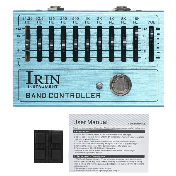 IRIN 10-sávos EQ gitár effektus pedál mini hangszínszabályzó valódi bypass-szal - SÁVVEZÉRLŐ