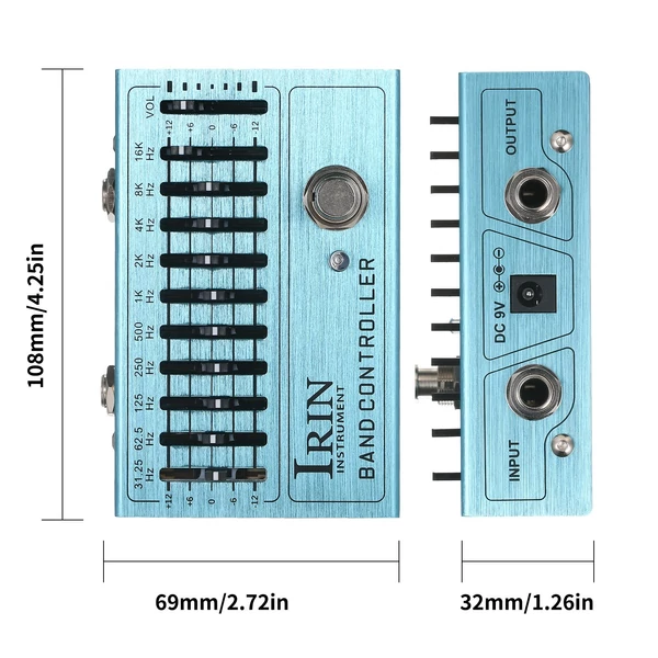 IRIN 10-sávos EQ gitár effektus pedál mini hangszínszabályzó valódi bypass-szal - SÁVVEZÉRLŐ