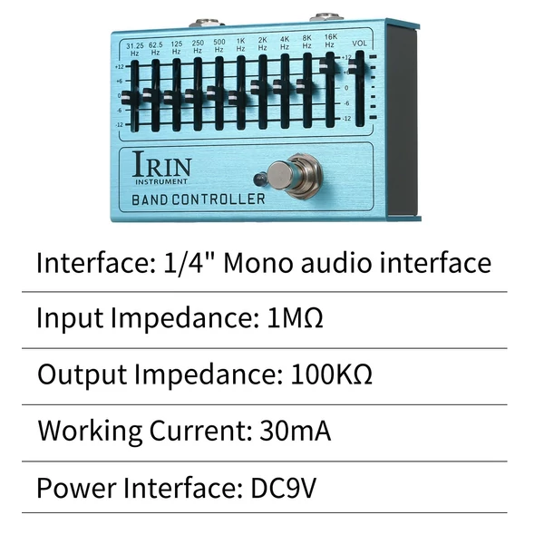 IRIN 10-sávos EQ gitár effektus pedál mini hangszínszabályzó valódi bypass-szal - SÁVVEZÉRLŐ