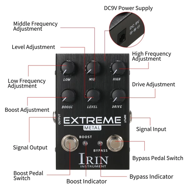 IRIN Distortion gitár effektus pedál elektromos gitárhoz - EXTREME