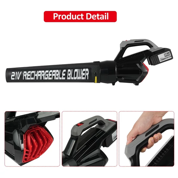 Lítium akkumulátoros erős viharfúvó lombhullató porfúvó levélfúvó teraszra, udvarra, járdára sebességszabályozó kapcsolóval - 1 akkumulátor