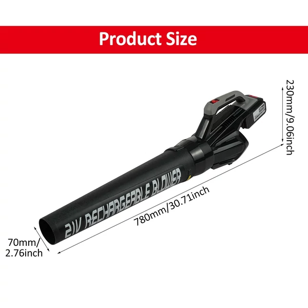 Lítium akkumulátoros erős viharfúvó lombhullató porfúvó levélfúvó teraszra, udvarra, járdára sebességszabályozó kapcsolóval - 1 akkumulátor