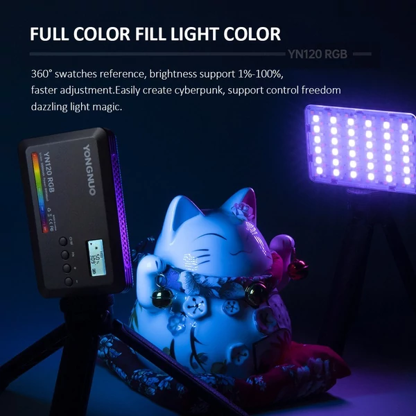 YONGNUO YN120 8W RGB fényképező lámpa Kétszínű LED lámpa zseb Vlog lámpa