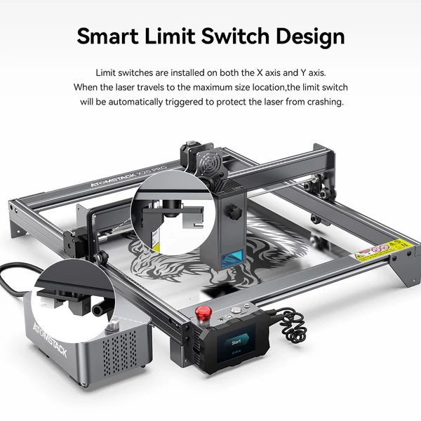 ATOMSTACK X20 Pro 20W lézergravírozó vágógép Y-tengely hosszabbító készlettel és 1db F3 védőpanellel és levegősegéd kiegészítővel