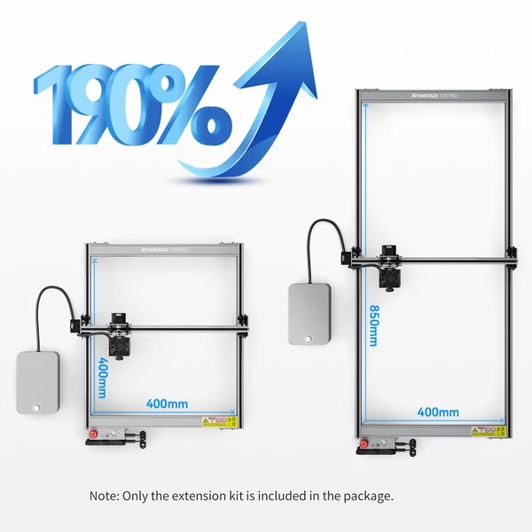 ATOMSTACK X20 Pro 20W lézergravírozó vágógép Y-tengely hosszabbító készlettel és levegősegéd kiegészítővel