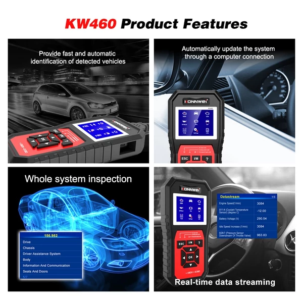 KONNWEI KW460 All System OBDⅡ szkenner diagnosztikai eszköz