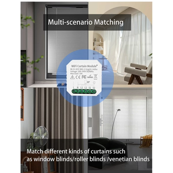 Tuya WIFI intelligens függönymodul kapcsoló mobiltelefonos távirányító alkalmazásvezérlés, kompatibilis az Alexával és a Google Assistant hangvezérléshez