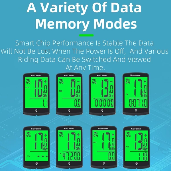 WEST BIKING Digitális kerékpáros sebességmérő, vízálló, teljes képernyős mobiltelefon-alkalmazásvezérlő