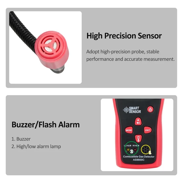 SMART SENSOR Kézi éghető gázok szivárgásérzékelője