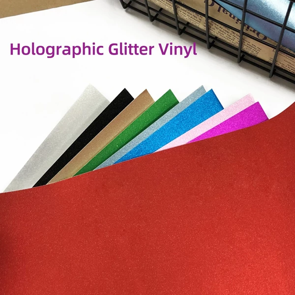 Holografikus csillogó öntapadó kézműves vinil 30,5x30,5 cm, 2 db transzferfóliával, kompatibilis a Cricut Silhouette Cameo matricákkal, 7 színben