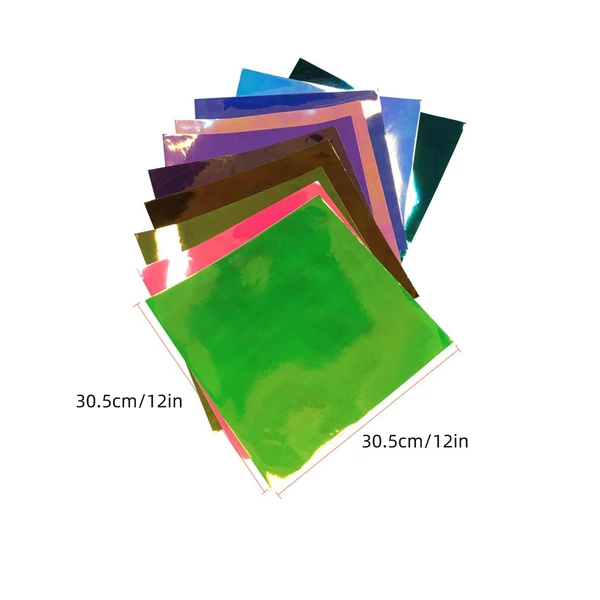 7 színű holografikus öntapadó kézműves vinil 30,5x30,5 cm 2 db transzferfóliával, amely kompatibilis a Cricut Silhouette Cameo matricákkal