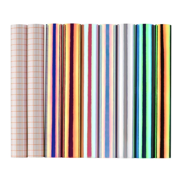 7 színű holografikus öntapadó kézműves vinil 30,5x30,5 cm 2 db transzferfóliával, amely kompatibilis a Cricut Silhouette Cameo matricákkal