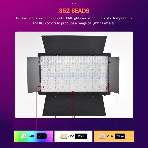 Kétszínű RGB fényképezőlámpa 36 W-os LED-es fénypanel