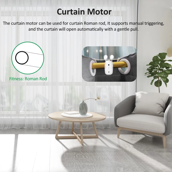 Intelligens függönymotor elektromos függönyrobot APP távirányító időzítő beállítási hőmérséklet és fényérzékelő (a római rúdhoz használatos)