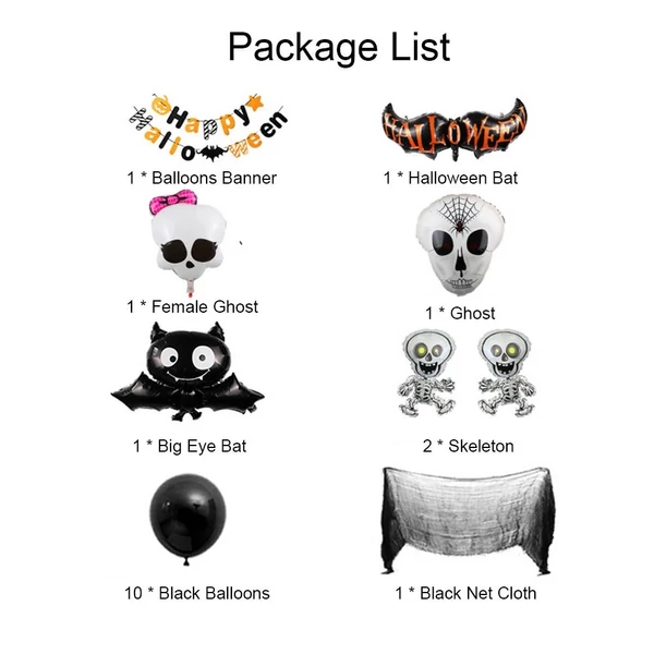 Halloweeni léggömbök zászlóskészlete (18 db)
