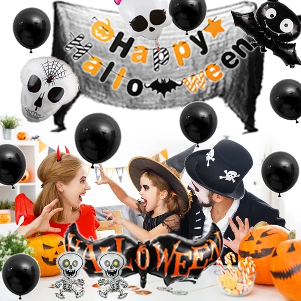 Halloweeni léggömbök zászlóskészlete (18 db)