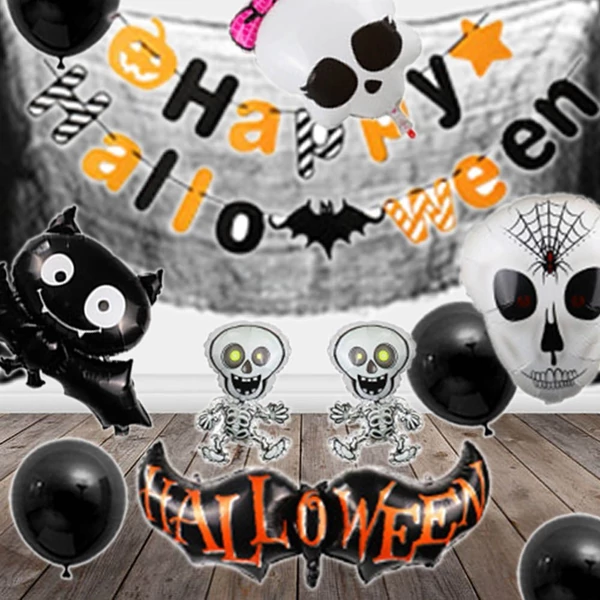 Halloweeni léggömbök zászlóskészlete (18 db)