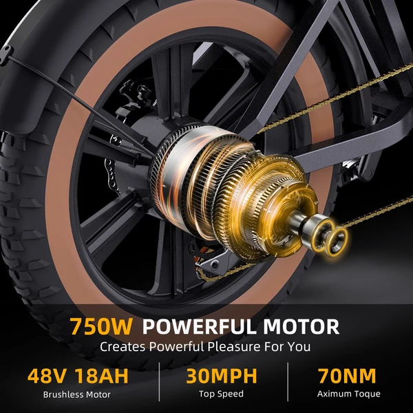 HAPPYRUN TANK G60 elektromos kerékpár 20*4,0 hüvelykes gumiabroncs 750W 48V 18Ah cserélhető akkumulátoros pedálsegéd tartomány