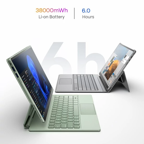 DERE T30 Pro Tablet Laptop 13 hüvelykes 2K IPS érintőképernyő D-ceruzával, Windows 11, 16 GB RAM - Zöld, 512 GB SSD