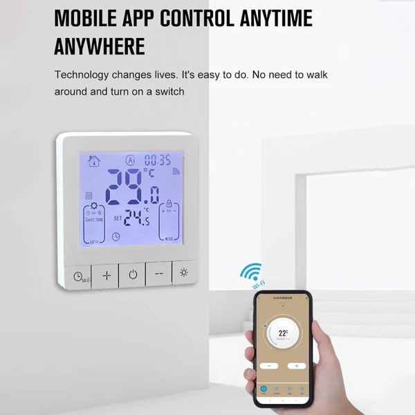 Intelligens termosztát WiFi Tuya App programozható hőmérséklet-szabályozáshoz - 16A elektromos padlófűtéshez