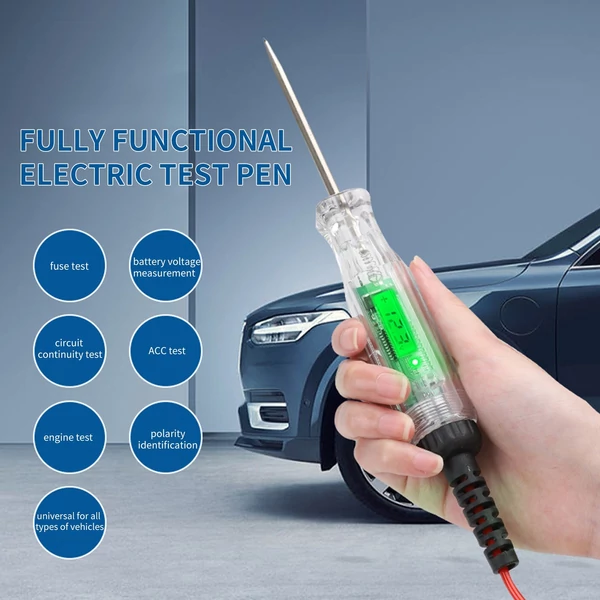 Autóipari áramkörvizsgáló 3-120 V, továbbfejlesztett feszültségvizsgáló Hordozható elektromos teszttoll LCD-kijelzővel