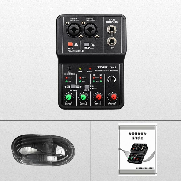 Q12 Audio Interface Professzionális rögzítő hangkártya