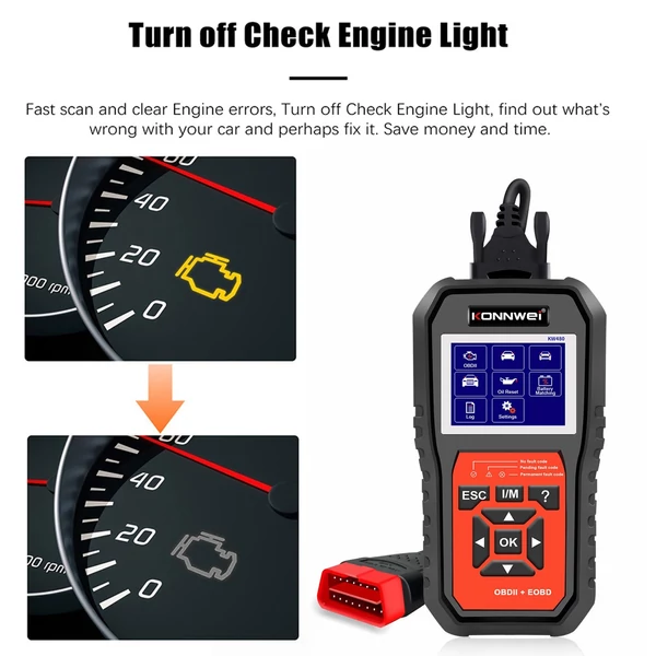 KONNWEI KW480 All System OBDⅡ szkenner diagnosztikai eszköz (csak az angol nyelvet támogatja)