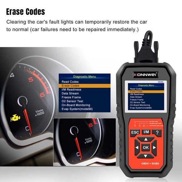 KONNWEI KW480 All System OBDⅡ szkenner diagnosztikai eszköz (csak az angol nyelvet támogatja)