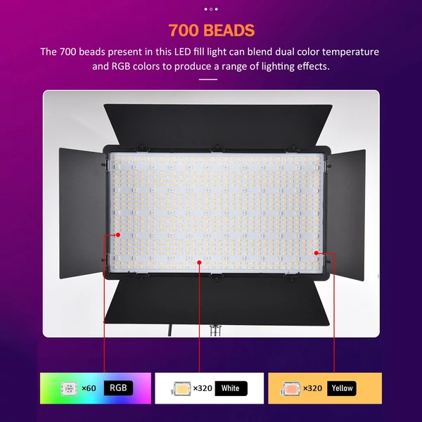 50 W-os kétszínű RGB Photography Light LED fénypanel fém Barndoors távirányítóval