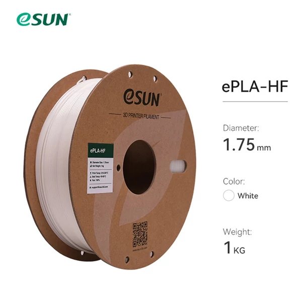 eSUN PLA filament, 1,75 mm-es 1 kg-os orsó, továbbfejlesztett PLA 3D gyors nyomtatási anyag - Fehér