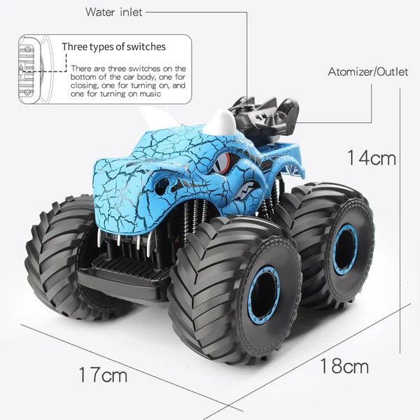 1:16 2,4 GHz-es 4WD Spray távirányító terepjáró kaszkadőr autó világítással, újratölthető - Kék