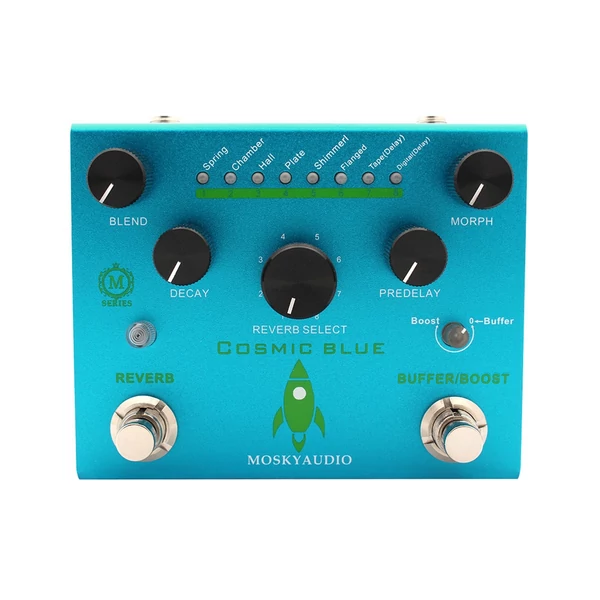 MOSKYAudio Guitar Effect Pedal Digitális visszhang puffer/Booster visszhangzású gitárpedállal - COSMIC KÉK