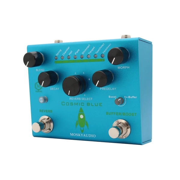 MOSKYAudio Guitar Effect Pedal Digitális visszhang puffer/Booster visszhangzású gitárpedállal - COSMIC KÉK