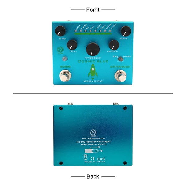 MOSKYAudio Guitar Effect Pedal Digitális visszhang puffer/Booster visszhangzású gitárpedállal - COSMIC KÉK