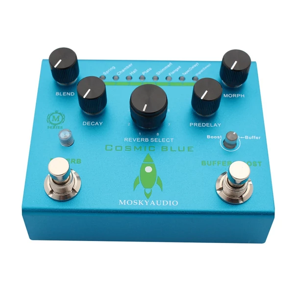 MOSKYAudio Guitar Effect Pedal Digitális visszhang puffer/Booster visszhangzású gitárpedállal - COSMIC KÉK