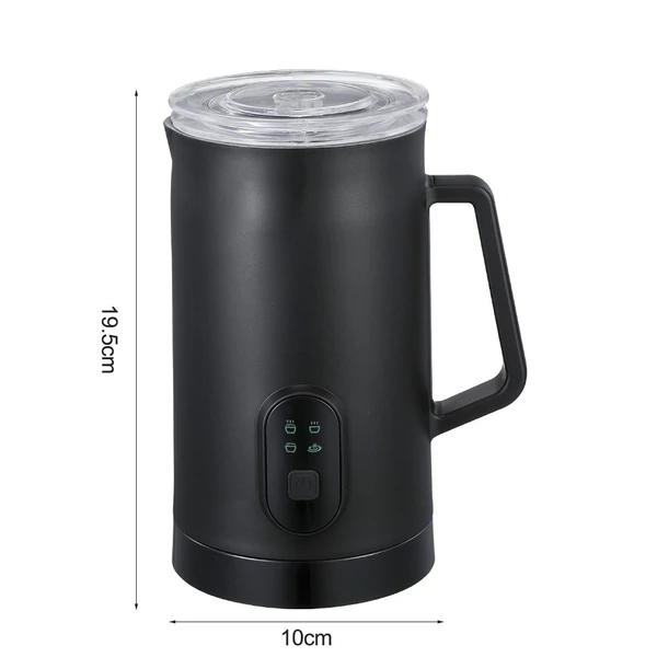 Elektromos 4 az 1-ben 400 W 580 ml meleg és hideg tejhabosító csendes működésű csúszásgátló rozsdamentes acél latte cappuccinókhoz, Macchiatohoz, forró csokoládéhoz, tejhez - Fekete