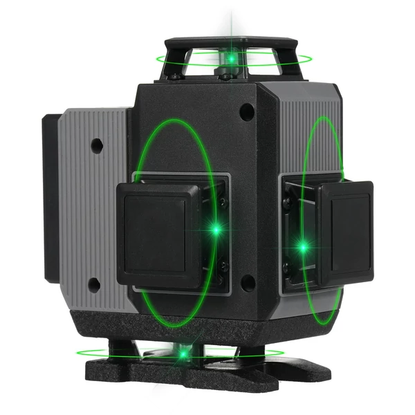 Zöld 4D Green Cross Line Professional építkezéshez Két 360°-os függőleges és két 360°-os vízszintes lézerszintező távirányítóval - 16 vonal
