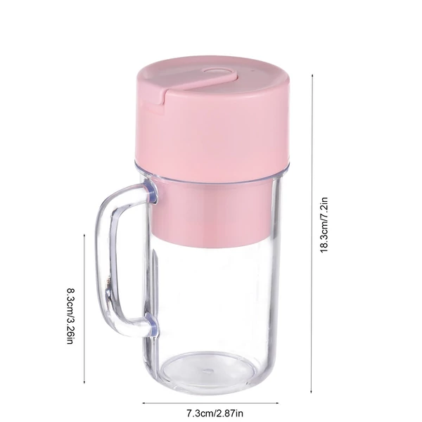 Hordozható turmixgép shake-ekhez és turmixokhoz 340 ml fogantyúval, 6 pengével, vízálló USB Type-C újratölthető - Pink