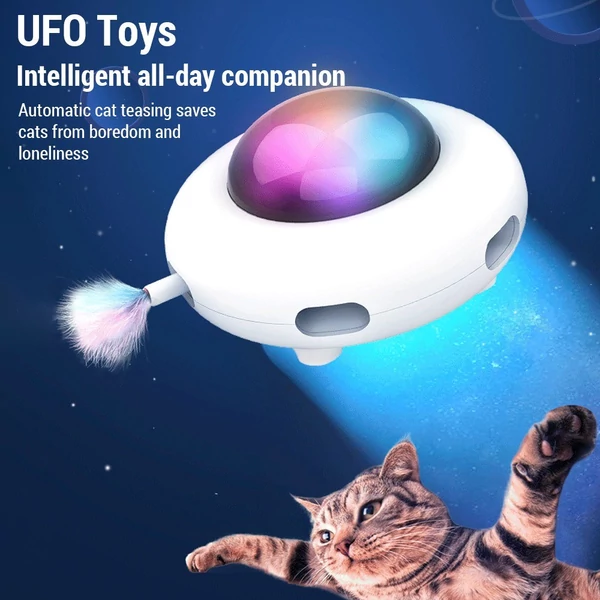 Electric Smart Gravity UFO önszórakoztató tollas pálca kisállatjáték - Macska szerelmeseinek