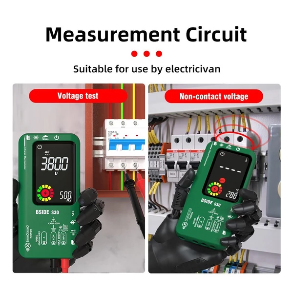 BSIDE 4 az 1-ben digitális multiméter infravörös hőmérő elektromos teszttoll áramkör elemző érzékelő 3,5 hüvelykes LCD színes kijelző - Piros