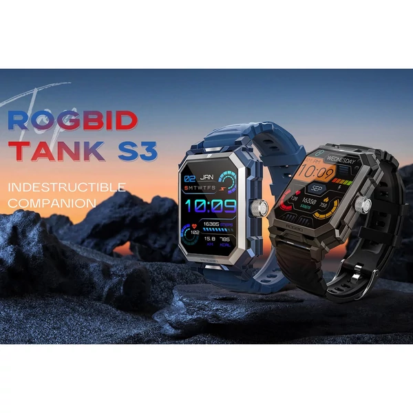 Rogbid Tank S3 okos Sport óra 1,96 hüvelykes TFT teljes érintőképernyős BT hívás Fitneszkövetés - Kék