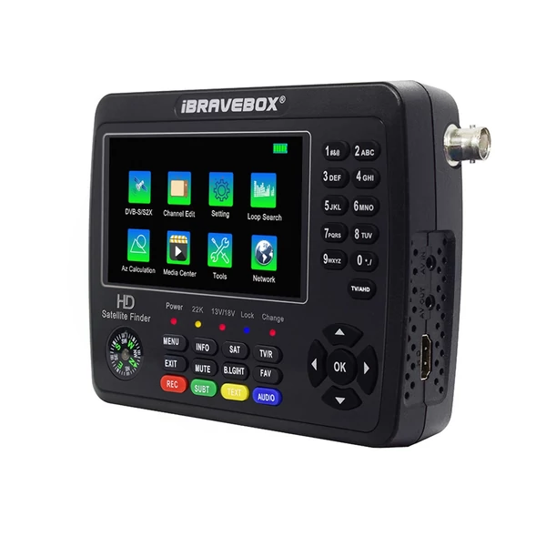 iBRAVEBOX V10 Finder Max+ HD műholdas TV jelkereső DVB-S/S2/S2X digitális kézi jelmérő műholdkereső H.265 4,3 hüvelykes LCD