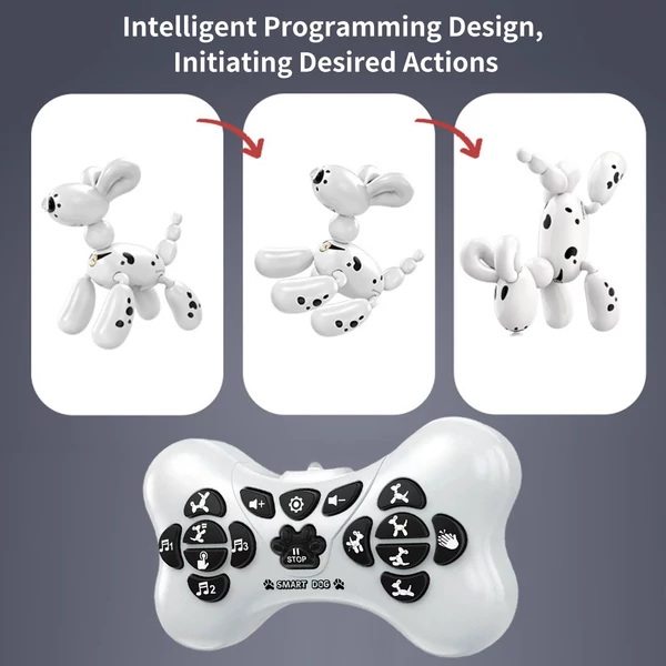 Távirányítós programozható felfújható kutya Intelligens éneklő táncoló játék - Fehér