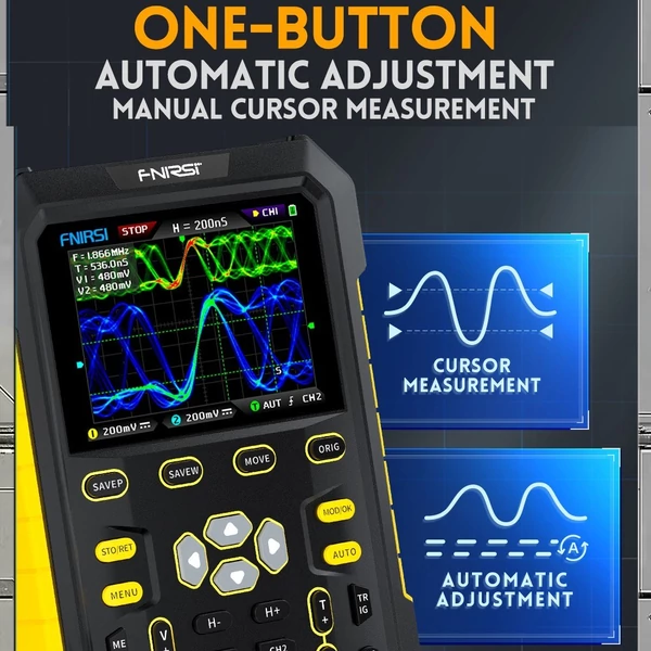 Kézi fluoreszkáló digitális kétcsatornás 2 az 1-ben oszcilloszkóp 20M jelgenerátor 2,8 hüvelykes IPS képernyő FFT egyszerű spektrum kijelző funkcióval - Sárga