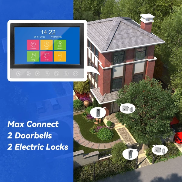 Vezetékes videó kaputelefon rendszer 7 hüvelykes videó csengő otthoni biztonsági kaputelefon