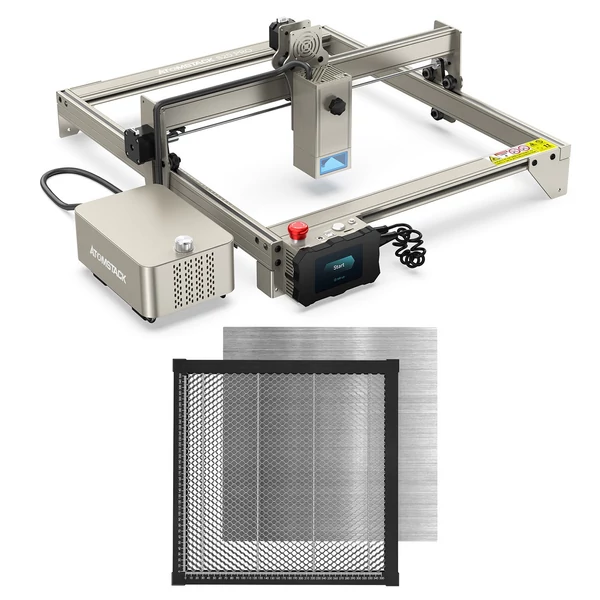 ATOMSTACK S20 Pro 20W lézergravírozó vágógép 400x400mm-es méhsejt munkaasztallal és levegősegéd kiegészítővel