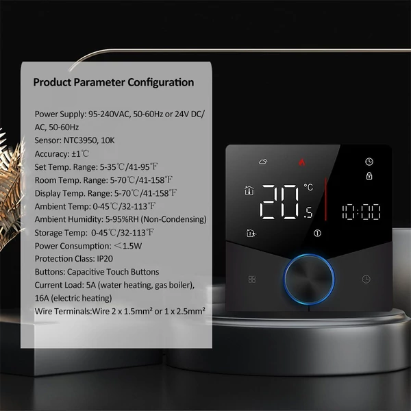 WIFI intelligens fűtési termosztát digitális hőmérséklet-szabályozó LCD kijelző APP vezérlés (vízmelegítés)