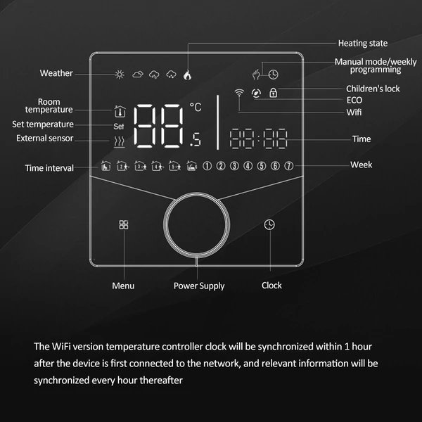 WIFI intelligens fűtési termosztát digitális hőmérséklet-szabályozó LCD kijelző APP vezérlés (gázkazán)