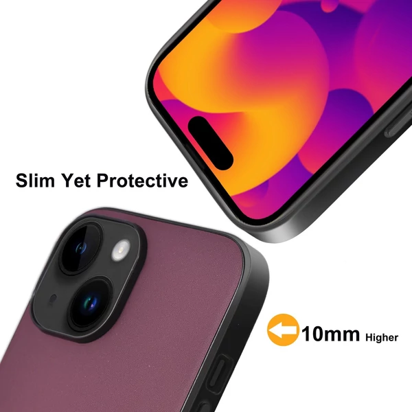 Az iPhone 15 vékony tokhoz tervezve, 6,2 hüvelykes műbőr anyagból - Lila, stílus 1